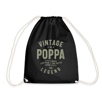 Vintage Poppa - The Man, The Myth, The Legend - Drawstring Bag - black - Front