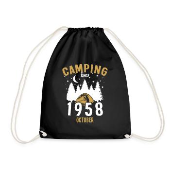 Birthday: Camping since October 1958 Zelten - Drawstring Bag - black - Front