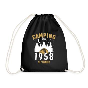 Birthday: Camping since September 1958 Zelten - Drawstring Bag - black - Front