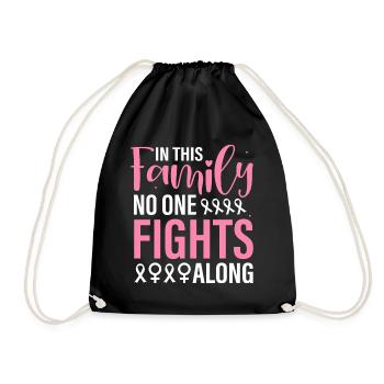 in this family no one fights along - Drawstring Bag - black - Front