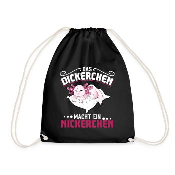 Axolotl - Das Dickerchen macht ein Nickerchen - Turnbeutel - Schwarz - Vorne