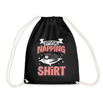 Official Sleep Shirt Cat - Drawstring Bag - black - Front