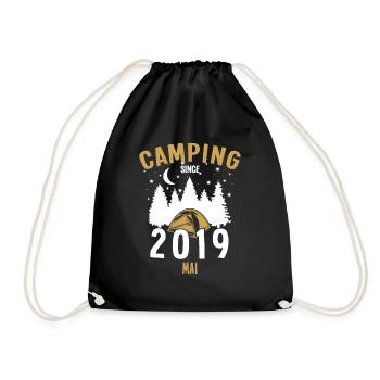 Geburtstag: Camping seit Mai 2019 Zelten - Turnbeutel - Schwarz - Vorne