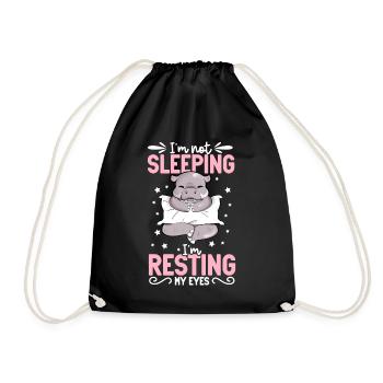 I don't sleep - hippopotamus - Drawstring Bag - black - Front