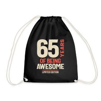 65 Years Of Being Awesome - 65th Birthday - Drawstring Bag - black - Front