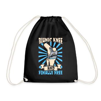 Finally free - knee prosthesis - Drawstring Bag - black - Front