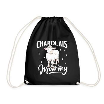 Maman Charolaise - Bœuf charolais - Sac de sport léger - noir - Devant