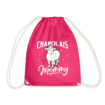 Maman Charolaise - Bœuf charolais - Sac de sport léger - fuchsia - Devant