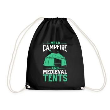 Mead campfires and medieval tents - Drawstring Bag - black - Front