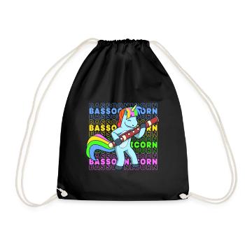 Bassoonicorn - Einhorn mit Fagott - Turnbeutel - Schwarz - Vorne