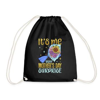 With flowers - surprise for Mother's Day - Drawstring Bag - black - Front