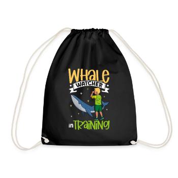 Whale Watcher in Training - Whale Watching - Drawstring Bag - black - Front