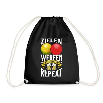 Zielen Werfen Trinken Repeat - Bosseln - Turnbeutel - Schwarz - Vorne