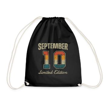 Birthday: September 2010 - Limited Edition Retro - Drawstring Bag - black - Front