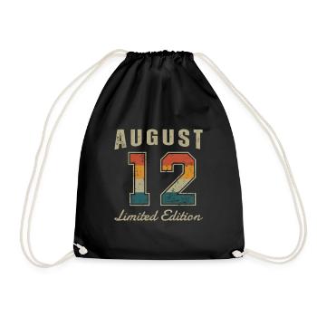 Birthday: August 2012 - Limited Edition Retro - Drawstring Bag - black - Front