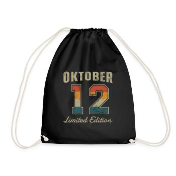 Birthday: October 2012 - Limited Edition Retro - Drawstring Bag - black - Front
