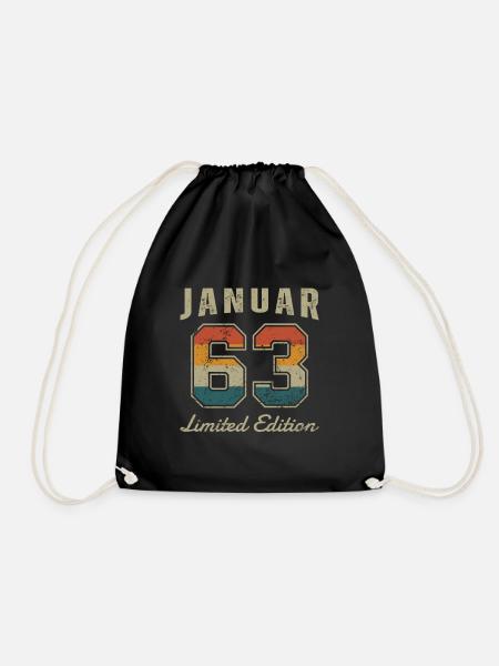 Geburtstag: Januar 1963 - Limited Edition Retro - Turnbeutel - Schwarz