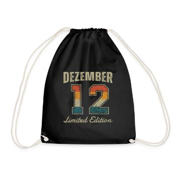 Birthday: December 2012 - Limited Edition Retro - Drawstring Bag - black - Front
