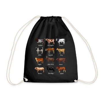 Cattle drawings - cow motif - Drawstring Bag - black - Front