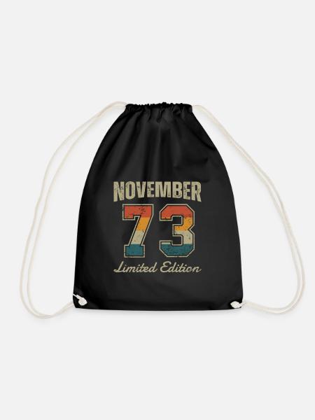 Geburtstag: November 1973 - Limited Edition Retro - Turnbeutel - Schwarz