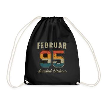 Geburtstag: Februar 1995 - Limited Edition Retro - Turnbeutel - Schwarz - Vorne