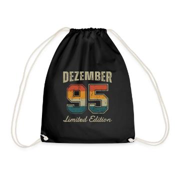 Geburtstag: Dezember 1995 - Limited Edition Retro - Turnbeutel - Schwarz - Vorne