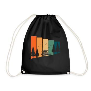 Camping and camping in a roof tent - sayings - Drawstring Bag - black - Front