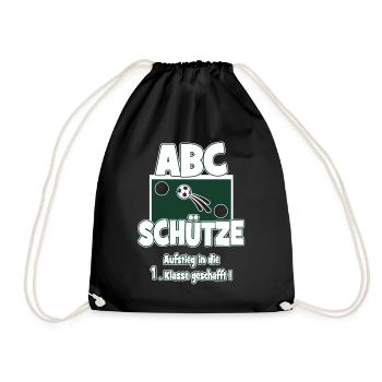 Einschulung Schulkind Fußball 1.Klasse Geschenk - Turnbeutel - Schwarz - Vorne