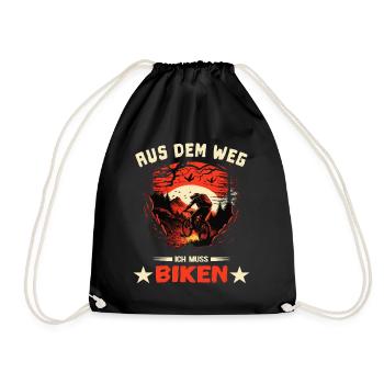 Aus dem Weg! - ich muss Fahrrad fahren - Turnbeutel - Schwarz - Vorne