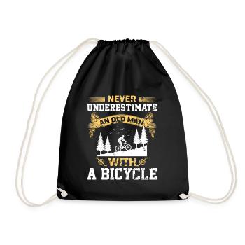 Cycling | Old man saying - Drawstring Bag - black - Front