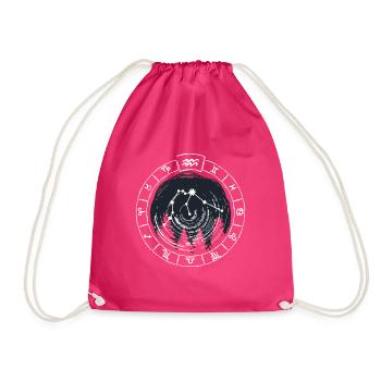 Sternzeichen Wassermann - Tierkreiszeichen - Gebur - Turnbeutel - Fuchsia - Vorne