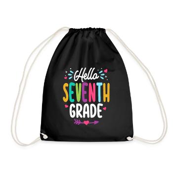 Hello Seventh Grade Back To School Teacher Student - Drawstring Bag - black - Front