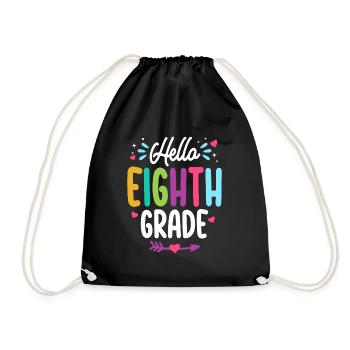 Hello Eighth Grade Back To School Teacher Student - Drawstring Bag - black - Front