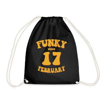 Funky Birthday: February 2017 - Flower Power - Drawstring Bag - black - Front