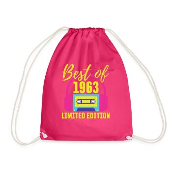 60th Birthday Best of 1963 Cassette Tape Retro 80s - Drawstring Bag - fuchsia - Front