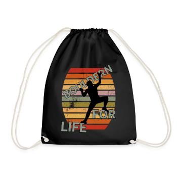 BOULDERN FOR LIVE - T-Shirt - Turnbeutel - Schwarz - Vorne