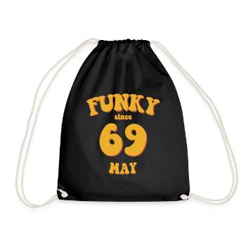 Funky Birthday: May 1969 - Flower Power - Drawstring Bag - black - Front