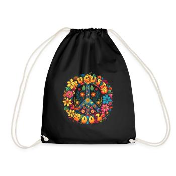 Flower Power Hippie Birthday - August 2002 - Drawstring Bag - black - Front