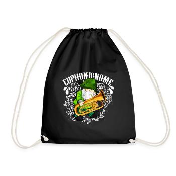 Euphonignome - Gartenzwerg mit Euphonium - Turnbeutel - Schwarz - Vorne