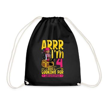 I'm 4 - Girl Pirate - Drawstring Bag - black - Front