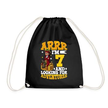 Ich bin 7 - Jungen Pirat - Turnbeutel - Schwarz - Vorne