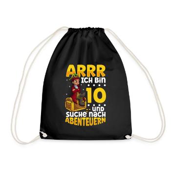 Ich bin 10 - Jungen Pirat - Turnbeutel - Schwarz - Vorne