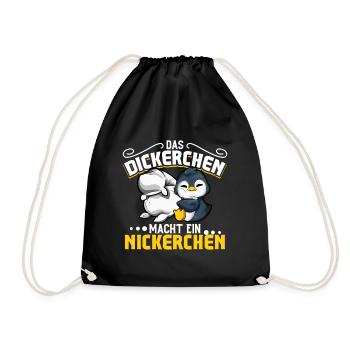 Pinguin - Das Dickerchen macht ein Nickerchen - Turnbeutel - Schwarz - Vorne