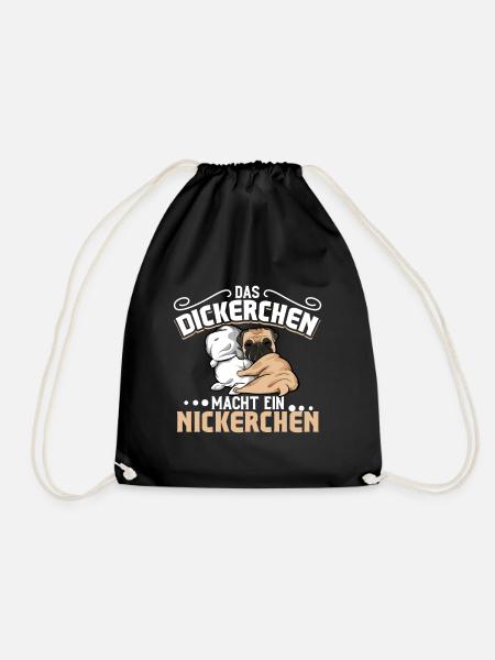 Mops - Das Dickerchen macht ein Nickerchen - Turnbeutel - Schwarz