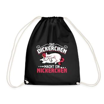 Einhorn - Das Dickerchen macht ein Nickerchen - Turnbeutel - Schwarz - Vorne