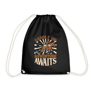 Saddle up - adventure awaits - horses - Drawstring Bag - black - Front