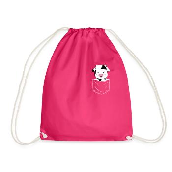 cow cows farmer farmer calf calves cattle - Drawstring Bag - fuchsia - Front