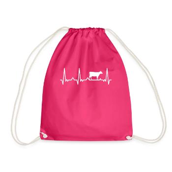 cow cows farmer farmer calf calves cattle - Drawstring Bag - fuchsia - Front