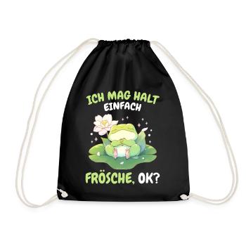 Frosch Grasfrosch Wasserfrosch Kröte - Turnbeutel - Schwarz - Vorne