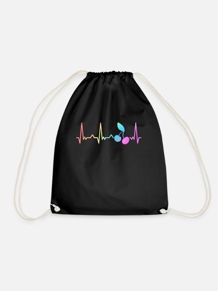 Kirsche Frucht Kirschen Cherry - Turnbeutel - Schwarz